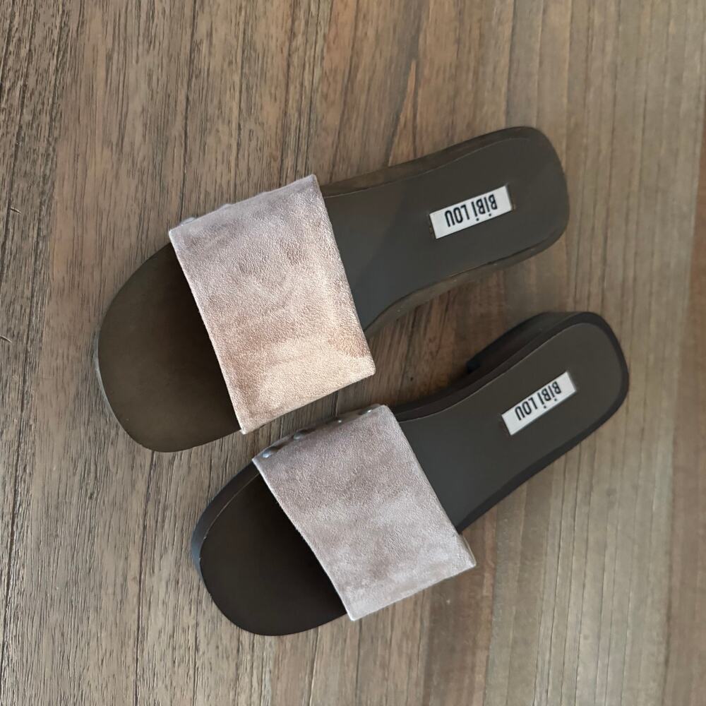Bibi Lou (Anthropologie) Wood-Bottom Slides - Size 37 - Picture 4 of 7